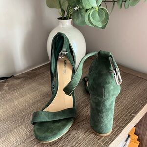 Suede green heels